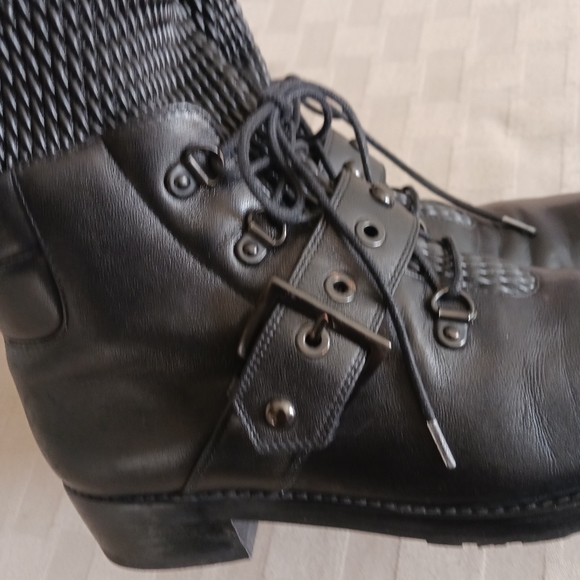 Stuart Weitzman Stitchwork Nappa Leather Quilted Combat Boots - Picture 10 of 16